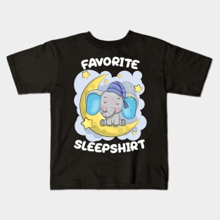 Cute Little Elephant Sleeping on the Moon Nap Favorite Sleep time Pajama Kids T-Shirt